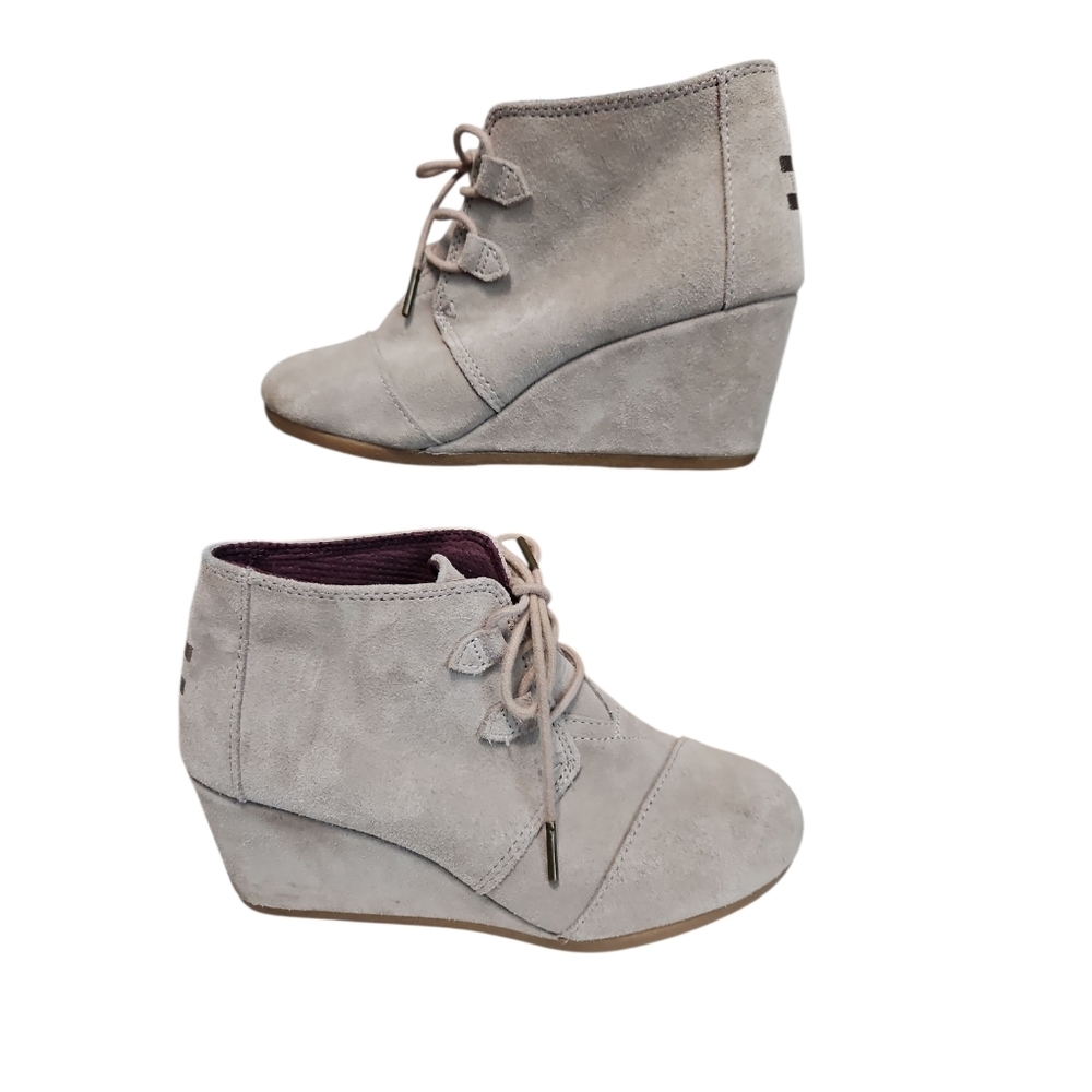 TOMS Kala Taupe Suede Women's Wedge Ankle Boots Size 9.5